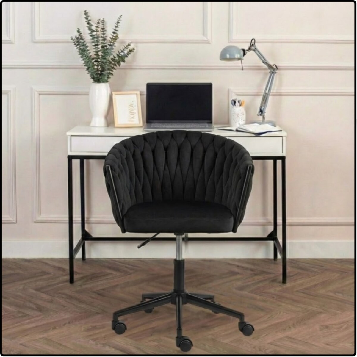 Fotel biurowy obrotowy krzesło biurowe wygodne do biurka regulowany czarne