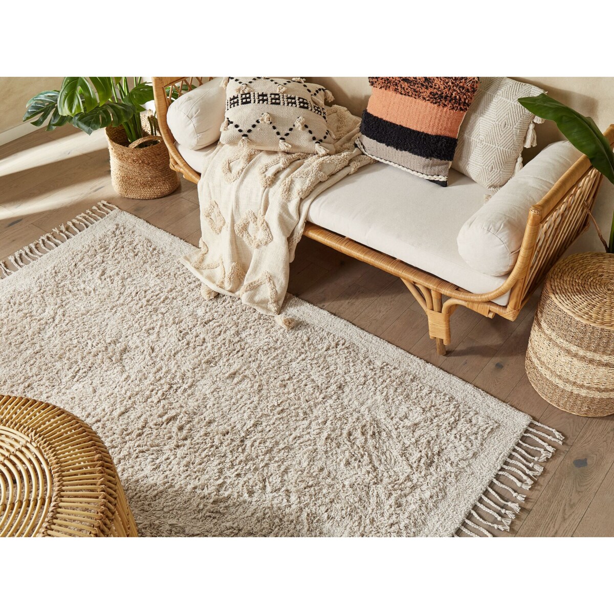 Dywan shaggy bawełniany 140 x 200 cm beżowy BITLIS