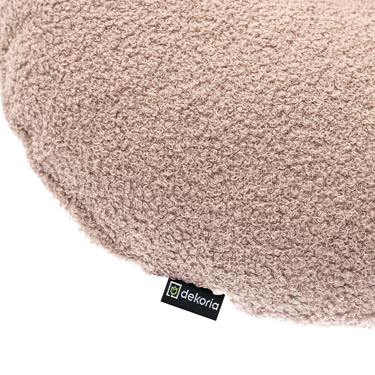 Poduszka okrągła z guzikiem, różowa bukla, ⌀37 cm, Boucle Teddy