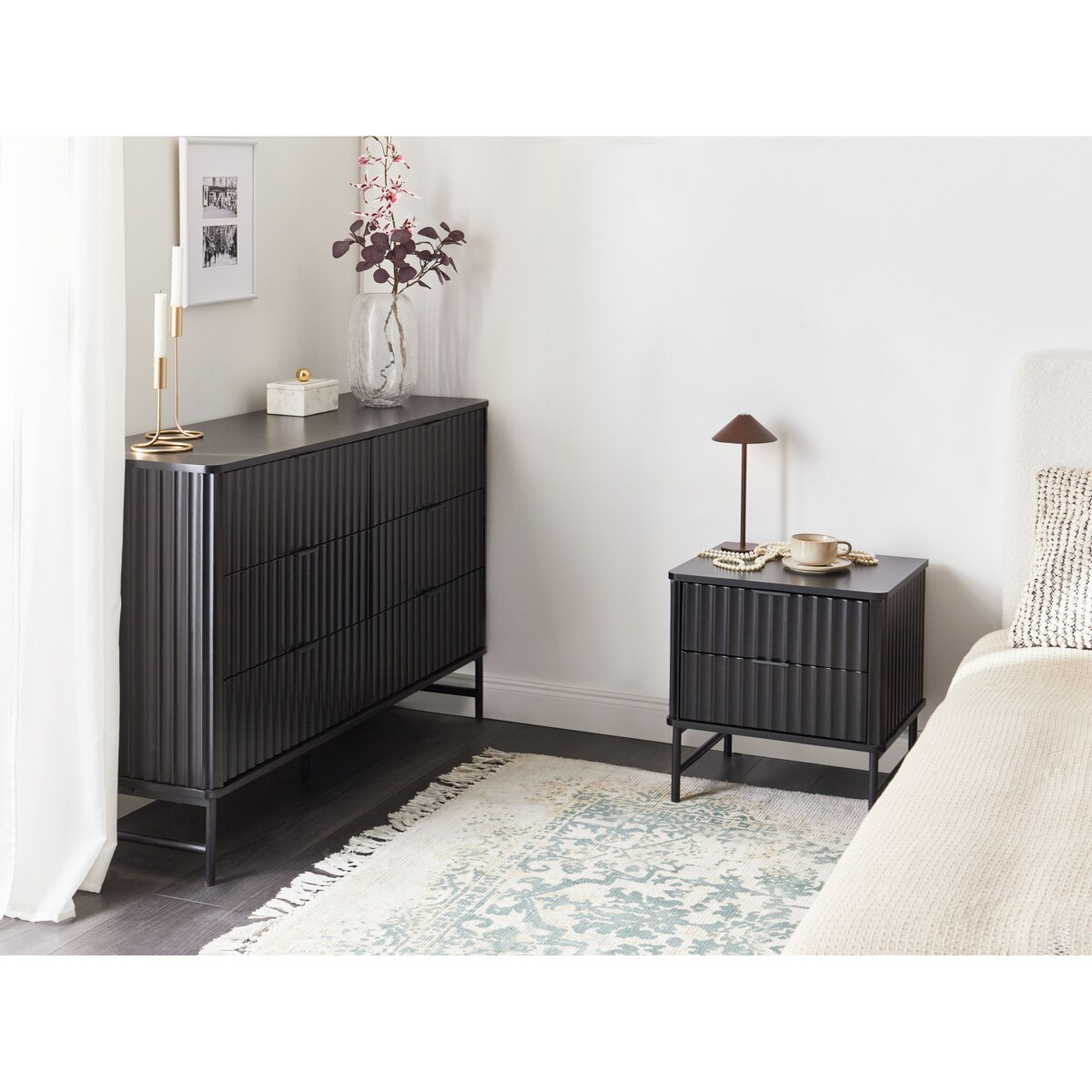 Szafka nocna 2 szuflady GLASTONBURY Czarny