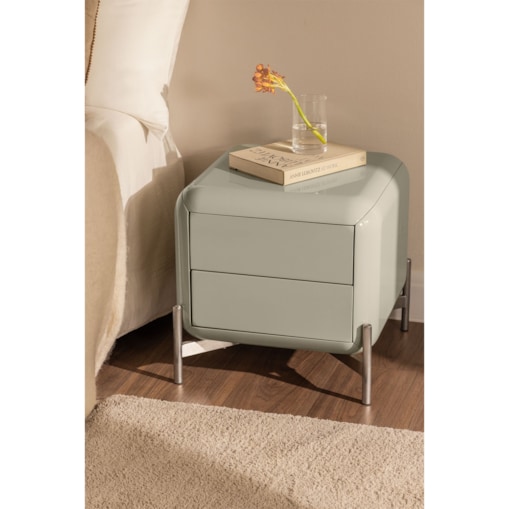 Szafka nocna 45x45 cm z MDF, błyszcząca Alazne miętowa