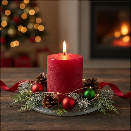 Podkładka Podstawka Pod Świecę Dekoracyjna Srebrna Z Brokatem 15 Cm