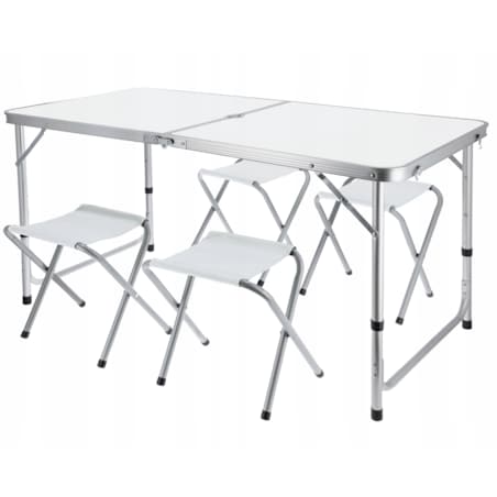 ZESTAW KEMPINGOWY składany TURYSTYCZNY ogrodowy walizka STOLIK + 4 KRZESŁA