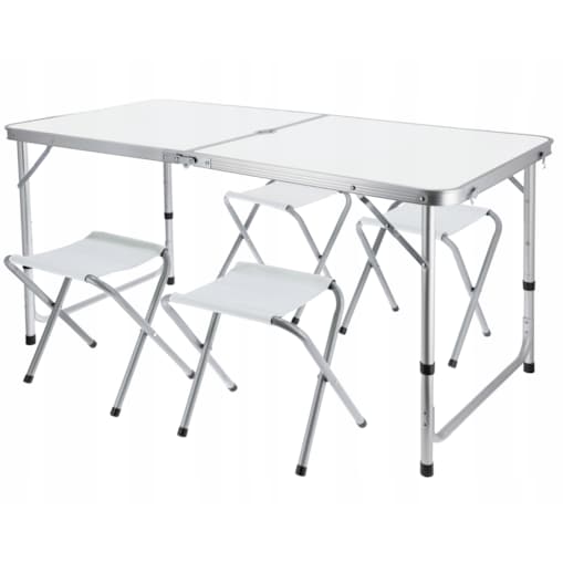 ZESTAW KEMPINGOWY składany TURYSTYCZNY ogrodowy walizka STOLIK + 4 KRZESŁA