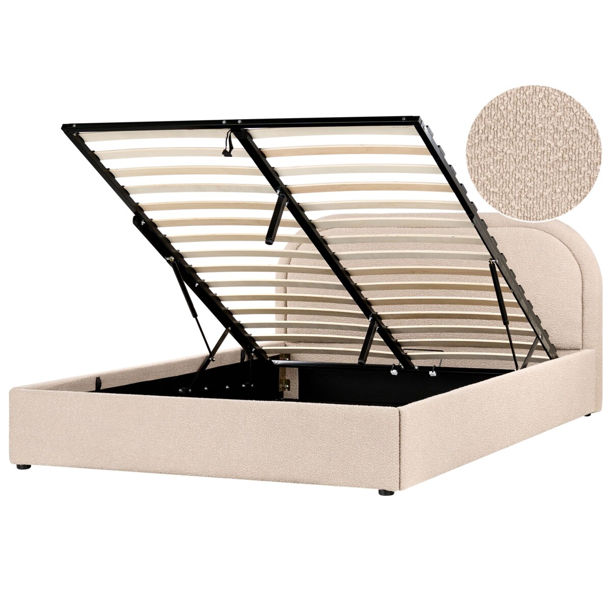 Łóżko z pojemnikiem Boucle QUILLIEN 160 x 200 cm Beżowy