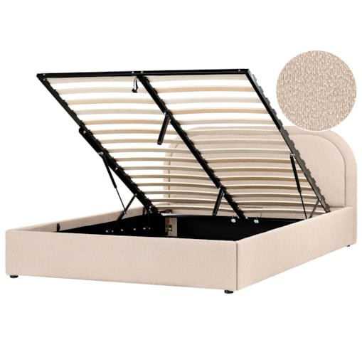 Łóżko z pojemnikiem Boucle QUILLIEN 160 x 200 cm Beżowy