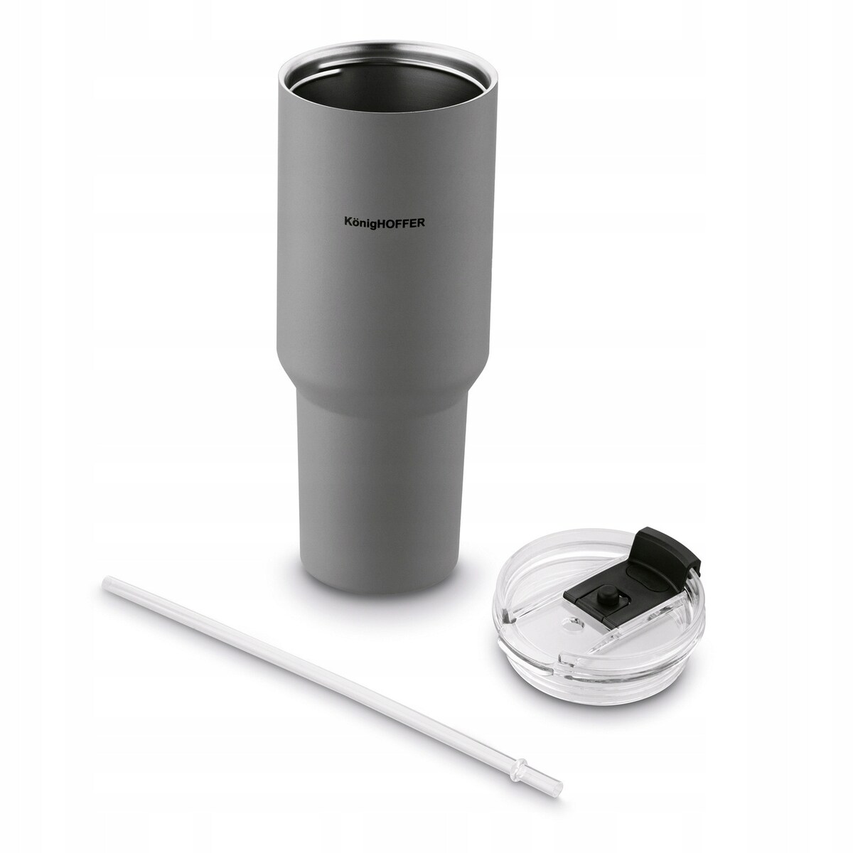 Kubek termiczny ze słomką 1200 ml na ciepłe zimne napoje kawę HERBATĘ szary