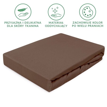 Prześcieradło jersey z gumką 120x200 kolor Czekolada