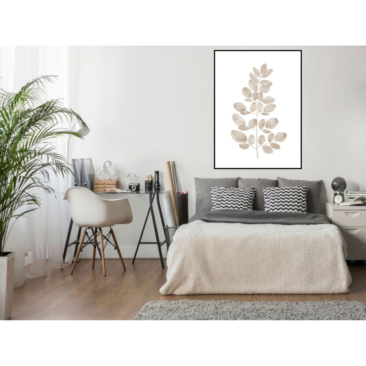 Poster Story, Plakat, Obraz - Beżowa Gałązka Eukaliptusa w Akwareli, wymiary 70 x 100 cm