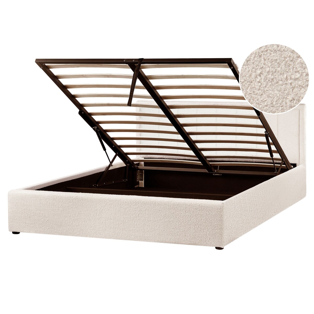 Łóżko z pojemnikiem MONTLAUR 160 x 200 cm Boucle Beżowy