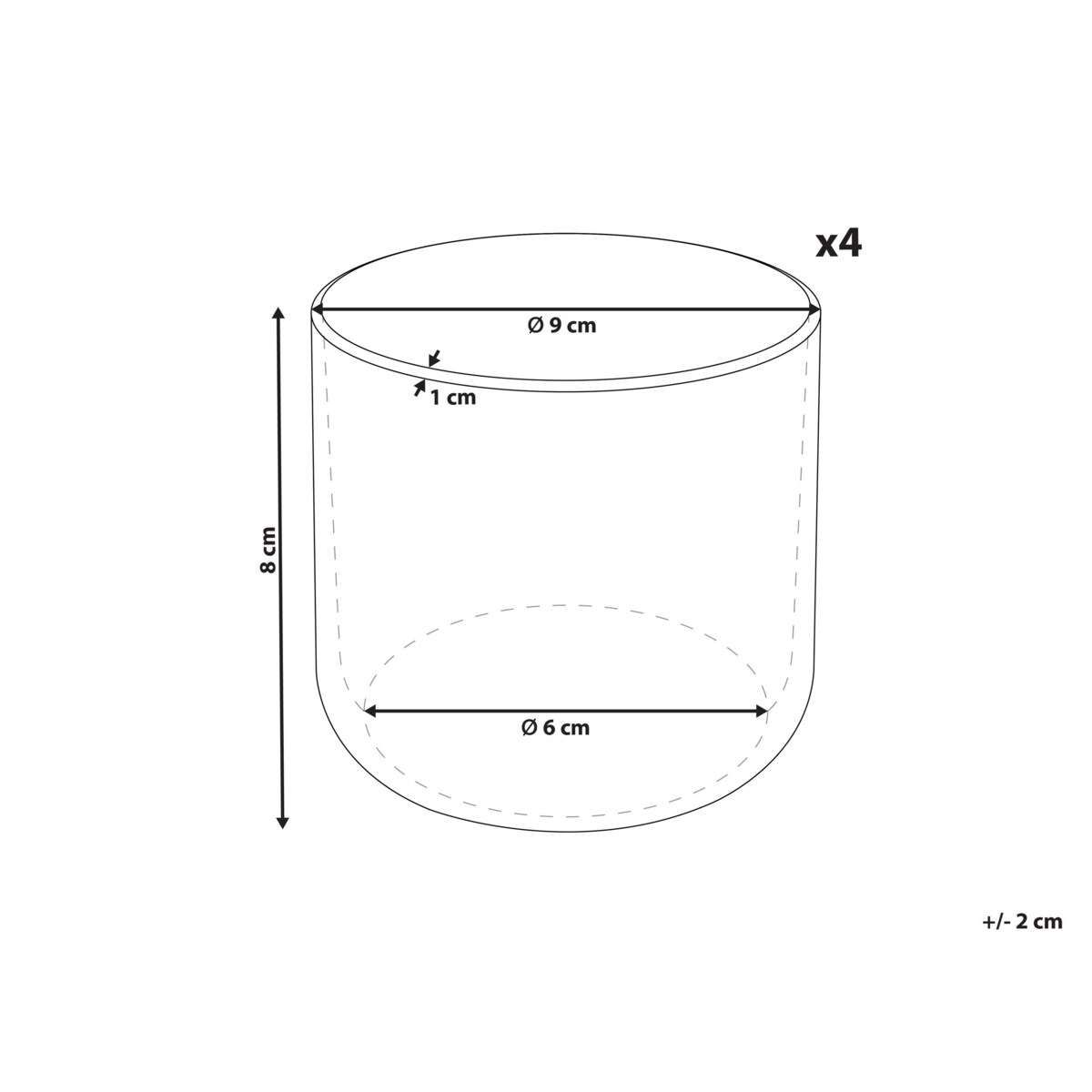 Zestaw 4 kubków ANNISE Kamionka Złamana biel