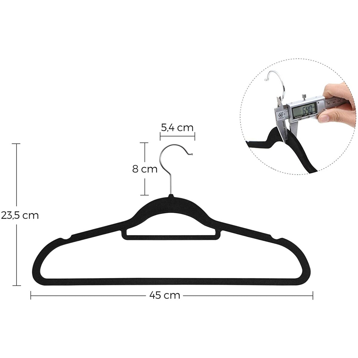 Wieszaki Welurowe 50Szt Zestaw Czarny