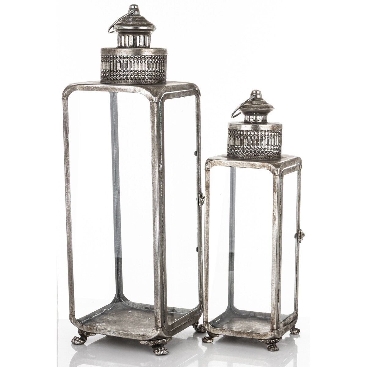 Komplet 2 lampionów metalowych 70x20x20 i 55x15x15 cm LANTEN