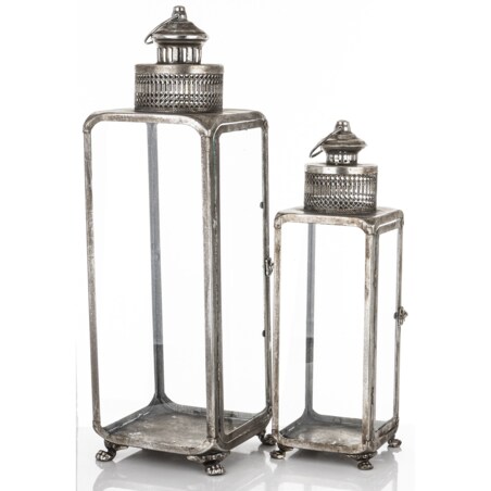 Komplet 2 lampionów metalowych 70x20x20 i 55x15x15 cm LANTEN