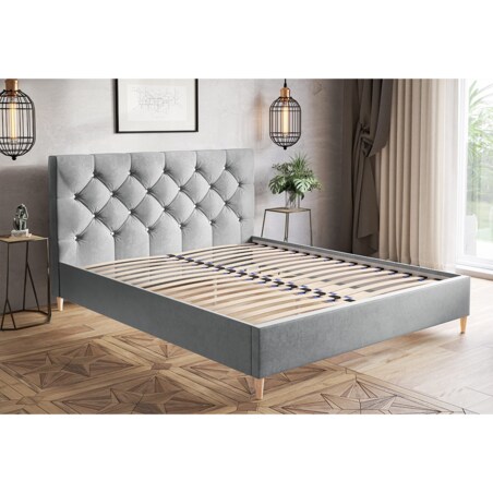 Łóżko jednoosobowe 120x200 LUXO 6 tapicerowane, na wysokich nogach- szare