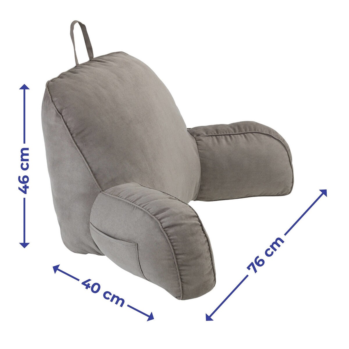 Wygodna poduszka do siedzenia w łóżku z kieszonką na telefon, pilota