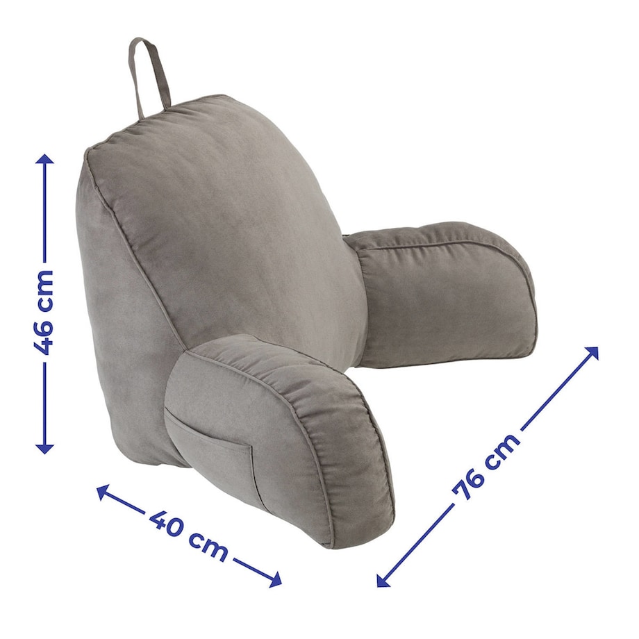 Wygodna poduszka do siedzenia w łóżku z kieszonką na telefon, pilota