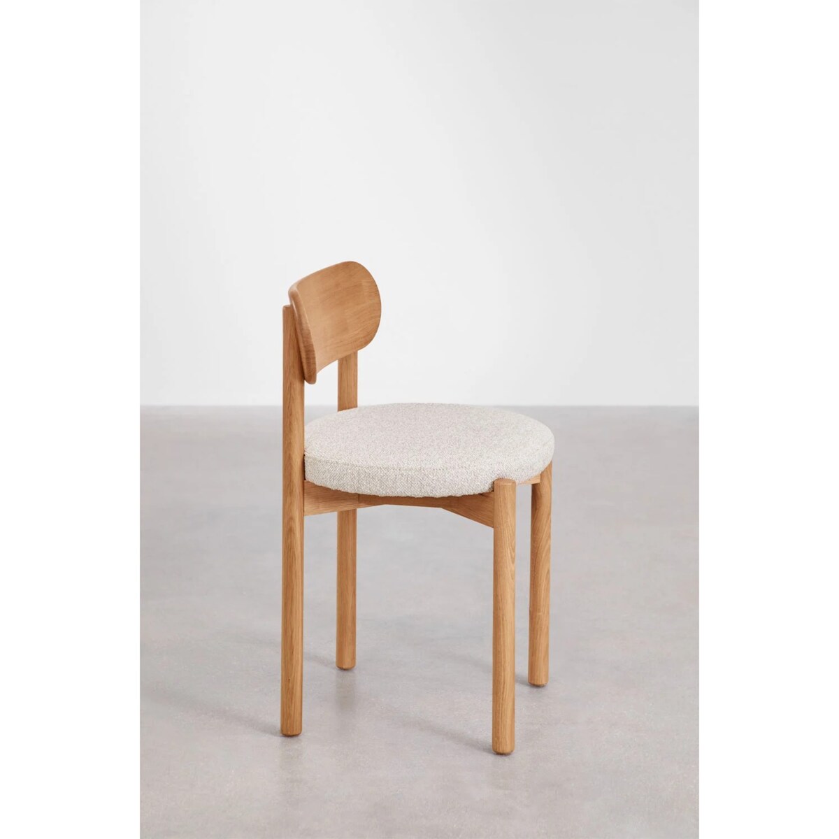 Krzesło do jadalni dębowe, naturalne, bouclé Bianca