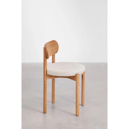 Krzesło do jadalni dębowe, naturalne, bouclé Bianca