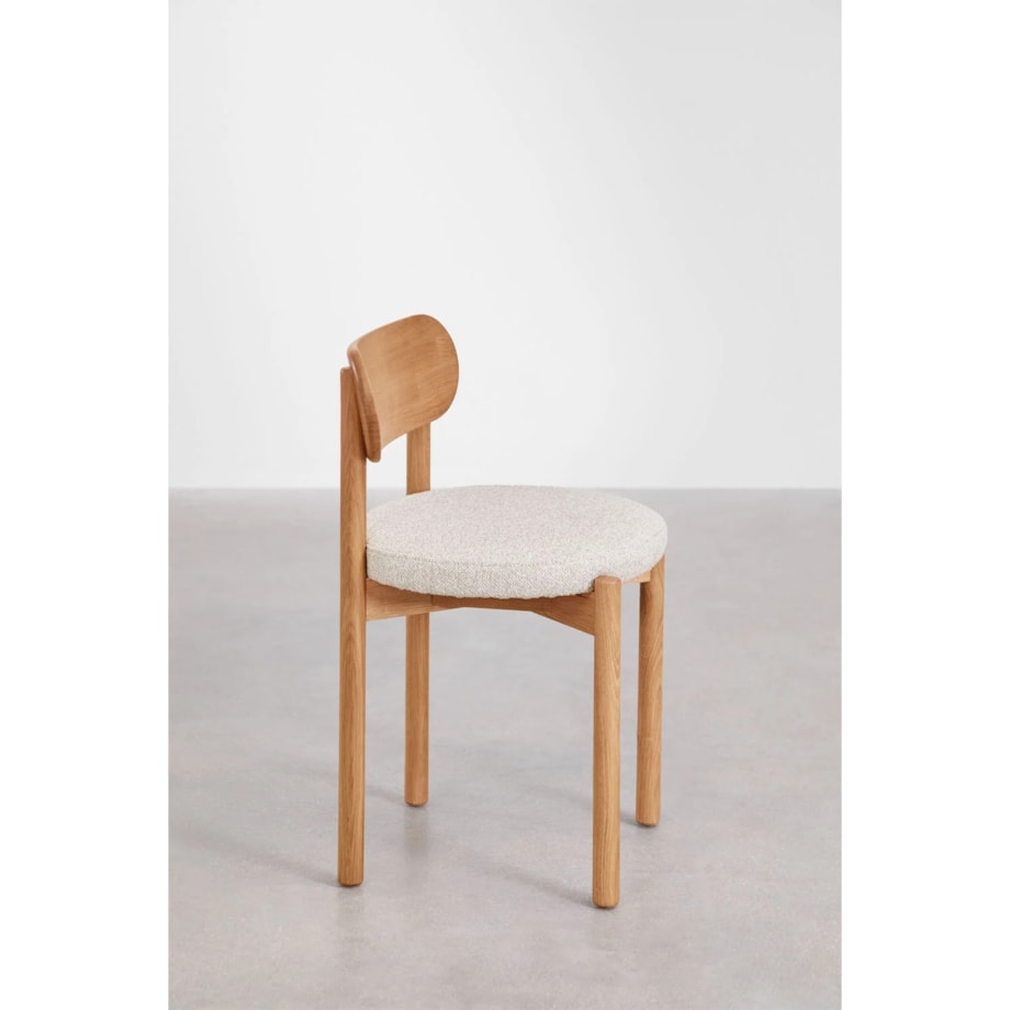 Krzesło do jadalni dębowe, naturalne, bouclé Bianca