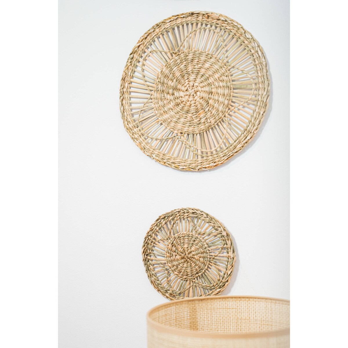 Dekoracja ścienna z trawy morskiej, 3 koła