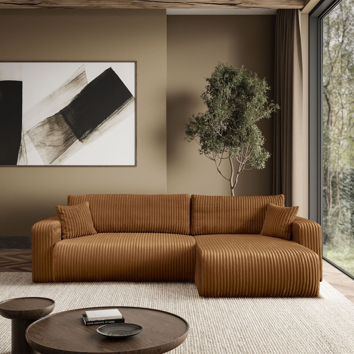 Narożnik PRESTIGE SOFT z funkcją spania i pojemnikiem na pościel, Tilia 56