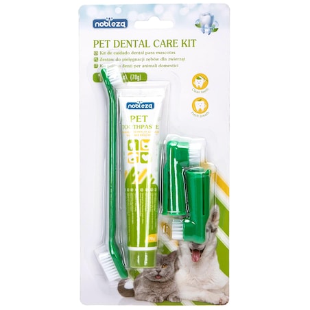 Szczotka Pasta Do Mycia Czyszczenia Zębów Dla Psa Zwierząt + 2 Nakładki