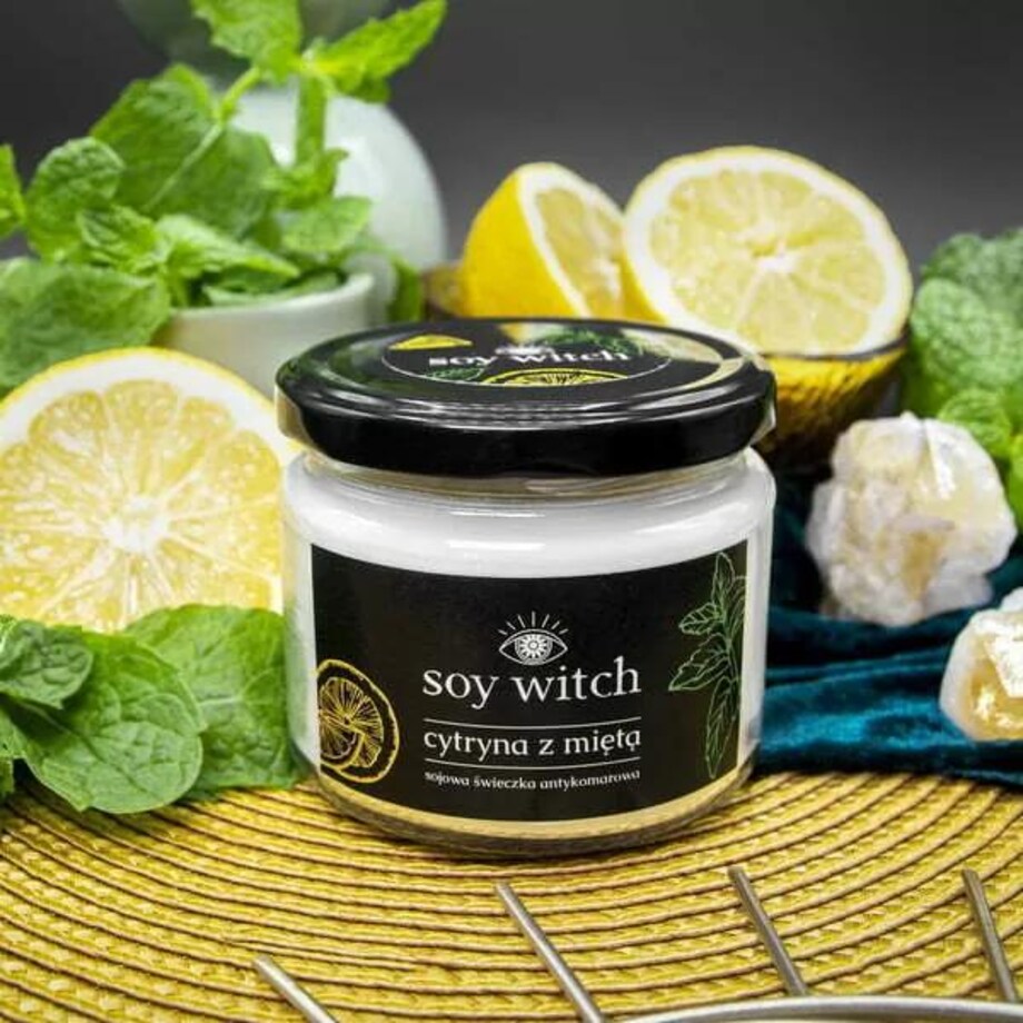 Świeca Świeczka Sojowa Naturalna Cytryna na Komary Odstrasza Owady 50H