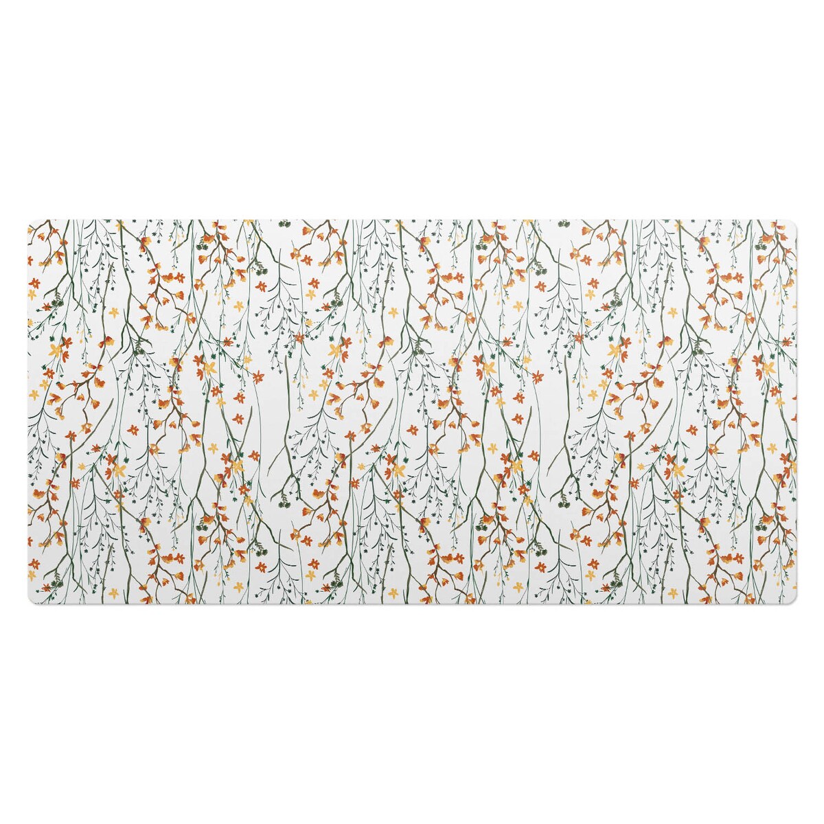 Biała mata na biurko Jesienne kwiaty gałązki, 90x45 cm