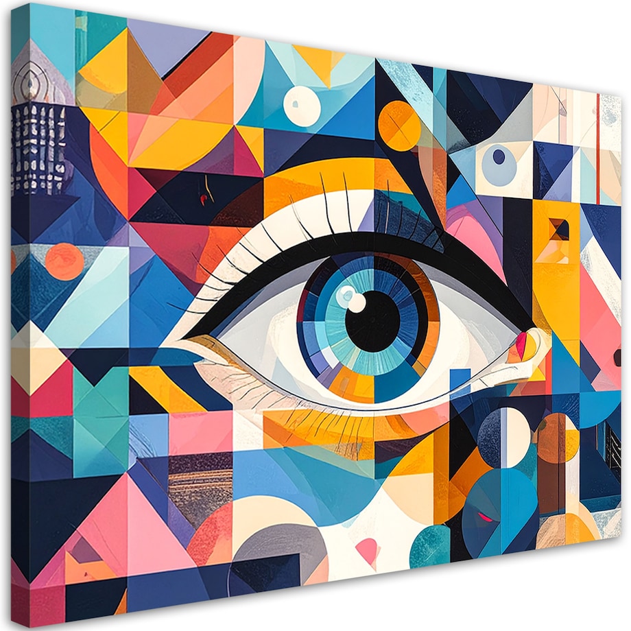 Obraz z Bauhausem do salonu jadalni, Kolorowe Abstrakcyjne Oko 90x60