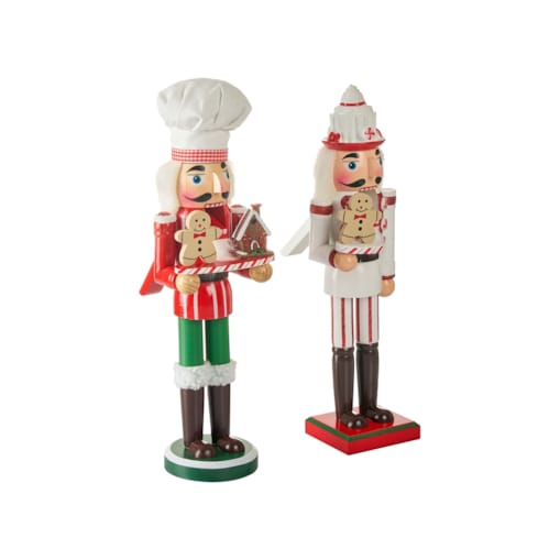 Zestaw 2 figurek dekoracyjnych BODSJON Dziadek do orzechów 35 cm Czerwony/ biały