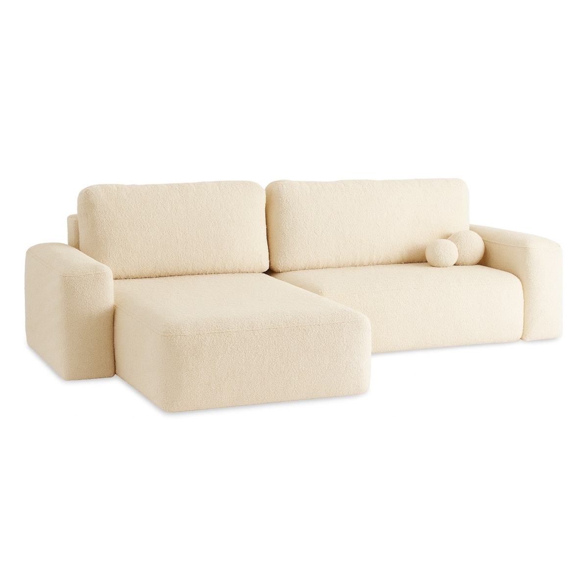 Narożnik Lewy ILO z funkcją spania i pojemnikiem na pościel, śmietankowy