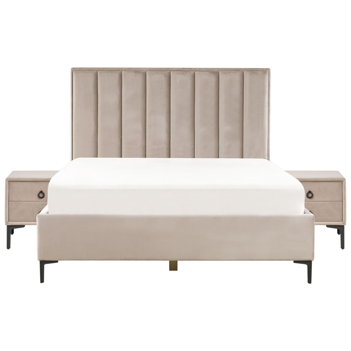 Zestaw do sypialni Welur SEZANNE 160 x 200 cm Beżowoszary