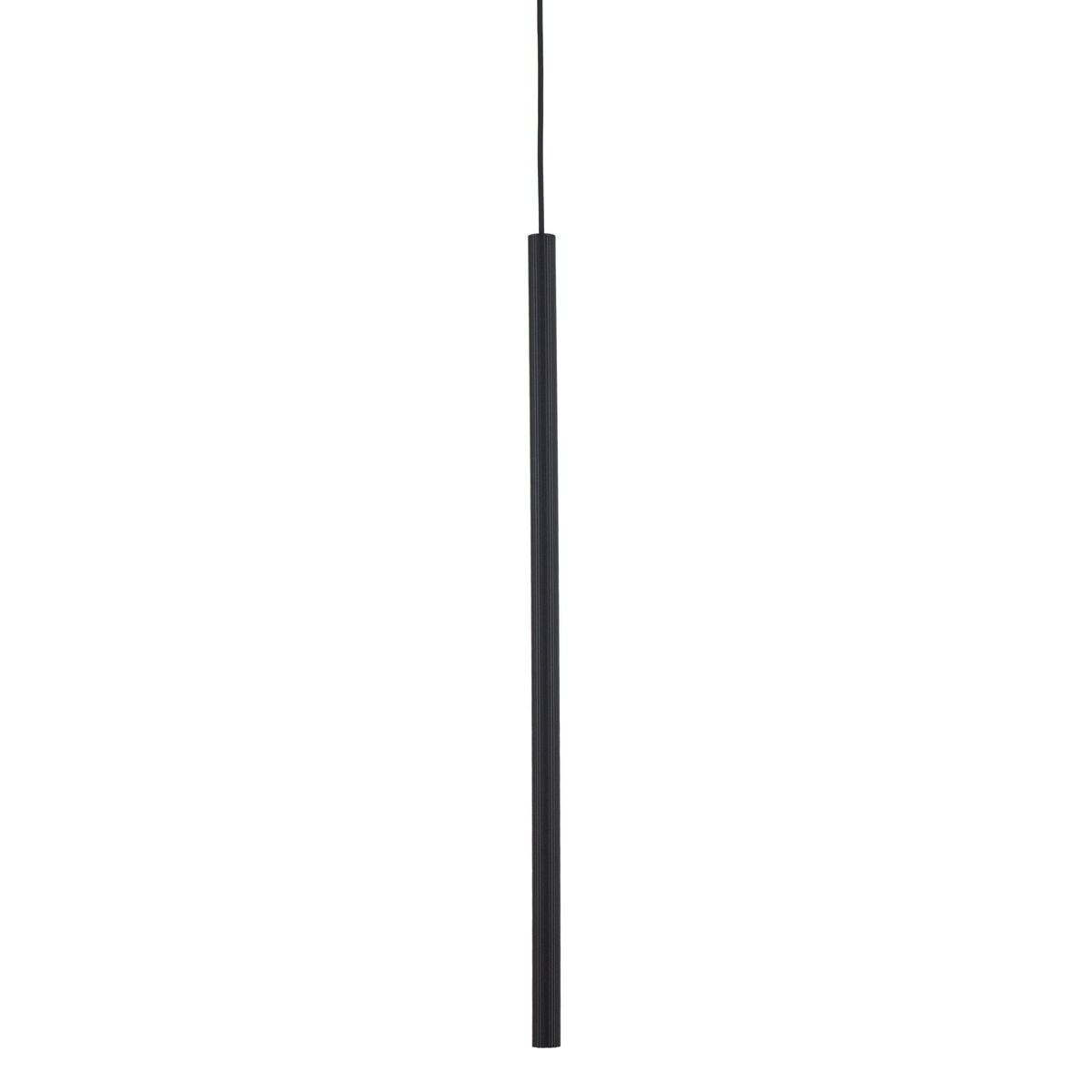 Lampa Wisząca Tk Lighting Ferro Czarna Ryflowana Metalowa Tuba Sopel Rurka 75Cm 1Xg9