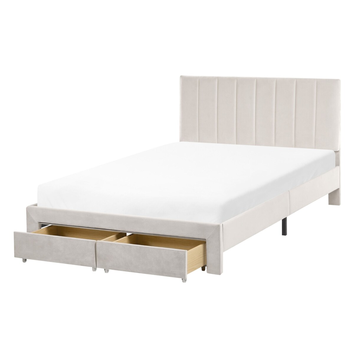 Łóżko z szufladami Welur LONZAC 120 x 200 cm Złamana biel
