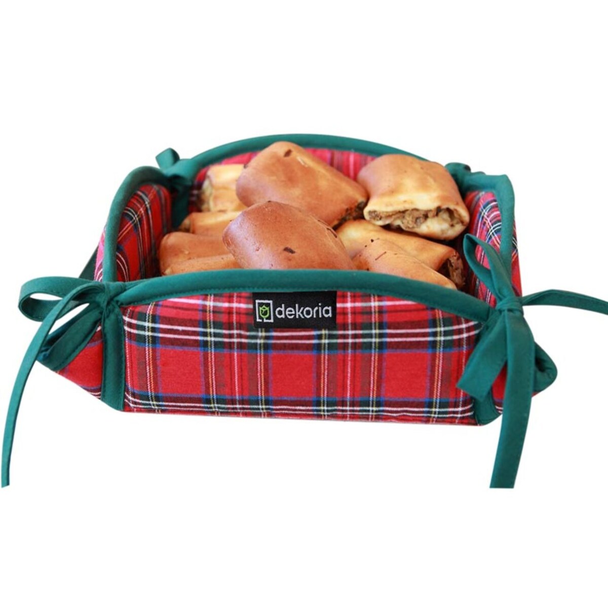 Koszyk, czerwona kratka, 20 x 20 cm, Christmas