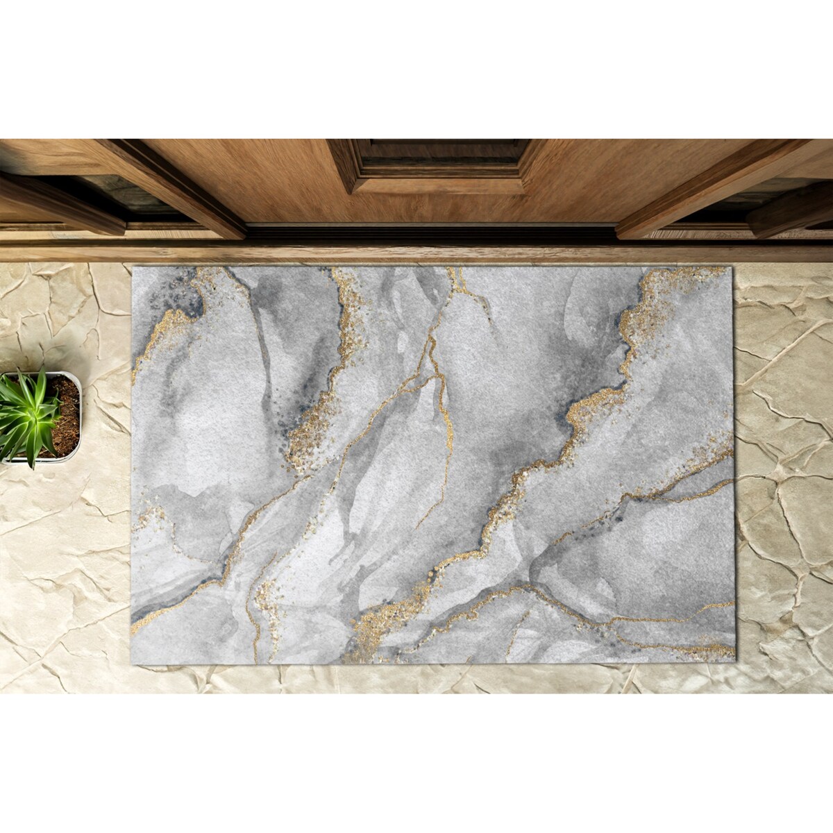 Wycieraczka zewnętrzna XXL Szary marmur 150x100cm