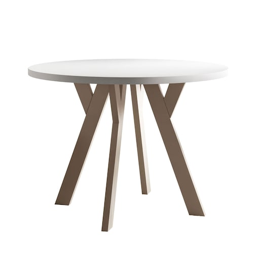 Okrągły stół rozkładany VOLTA MATT, nogi kaszmir, blat biały