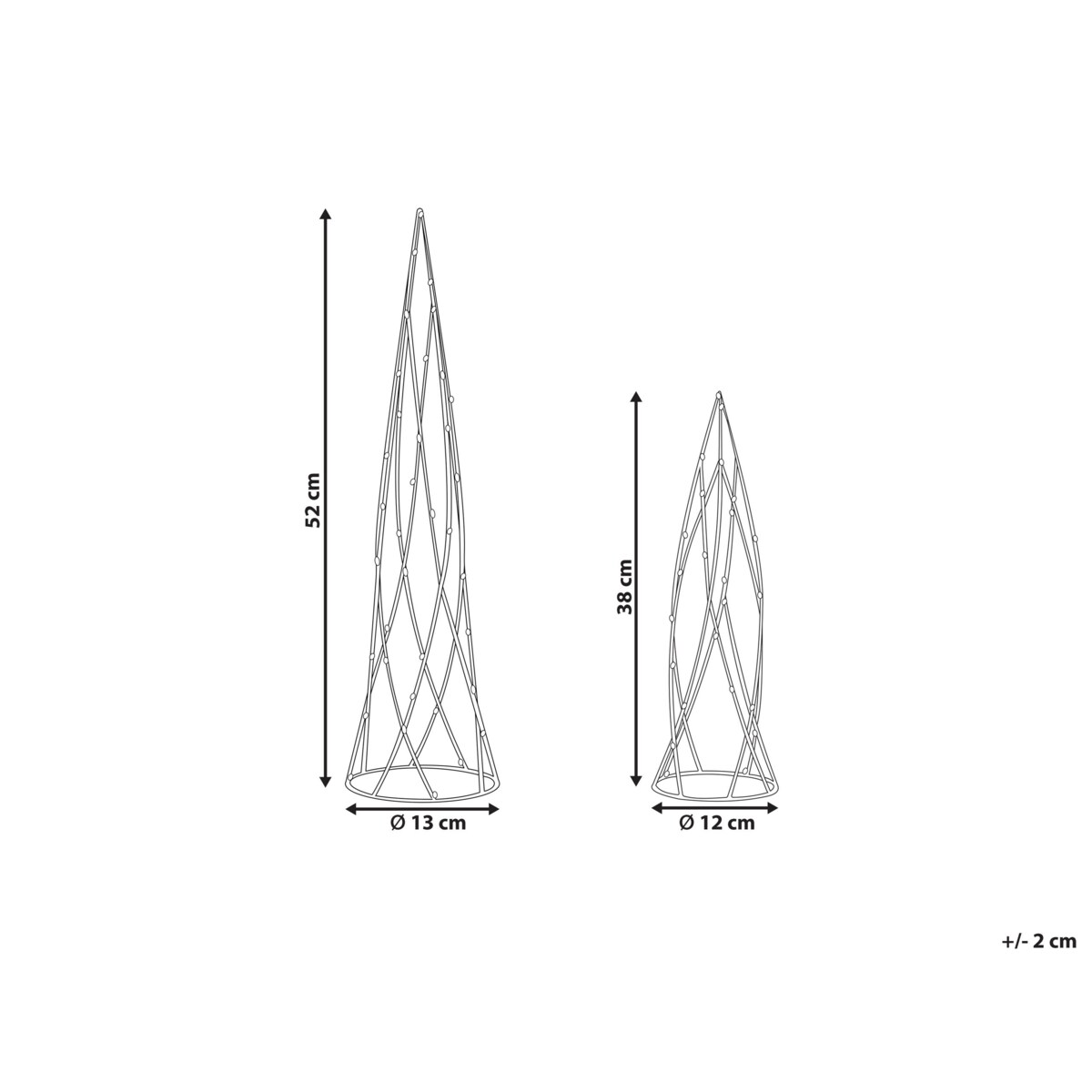Zestaw 2 figurek dekoracyjnych LED choinka czarny NEIDEN