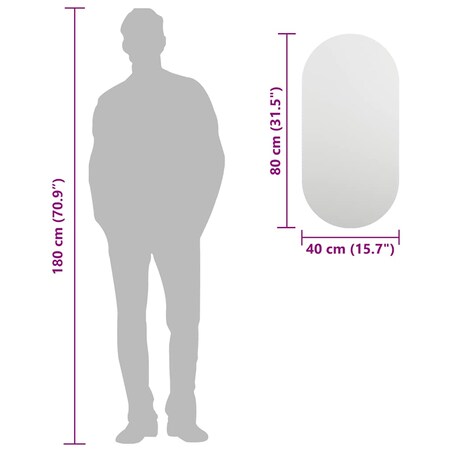 vidaXL Lustro, 80x40 cm, szklane