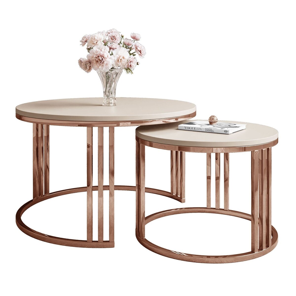 Stolik kawowy LORI 2w1 miedź kaszmir mat