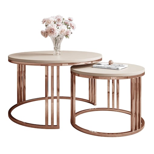 Stolik kawowy LORI 2w1 miedź kaszmir mat