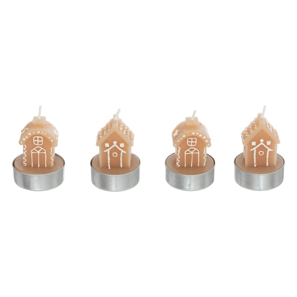 Świeczki tealight w kształcie domków z piernika, 4 sztuki