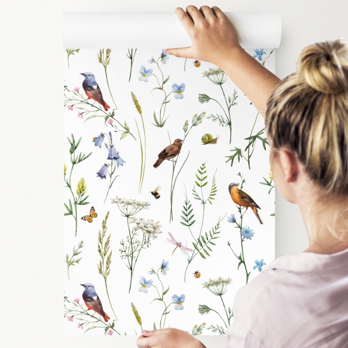 Tapeta PTAKI Kolibry Kwiaty Liście