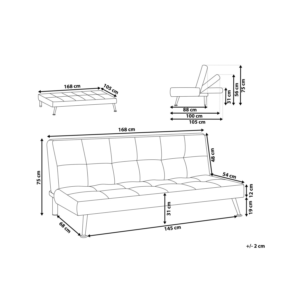 Sofa rozkładana beżowa HASLE