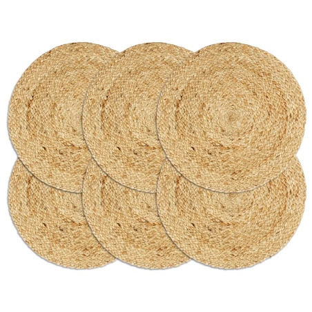 vidaXL Maty na stół, 6 szt., gładkie, naturalne, 38 cm, okrągłe, juta
