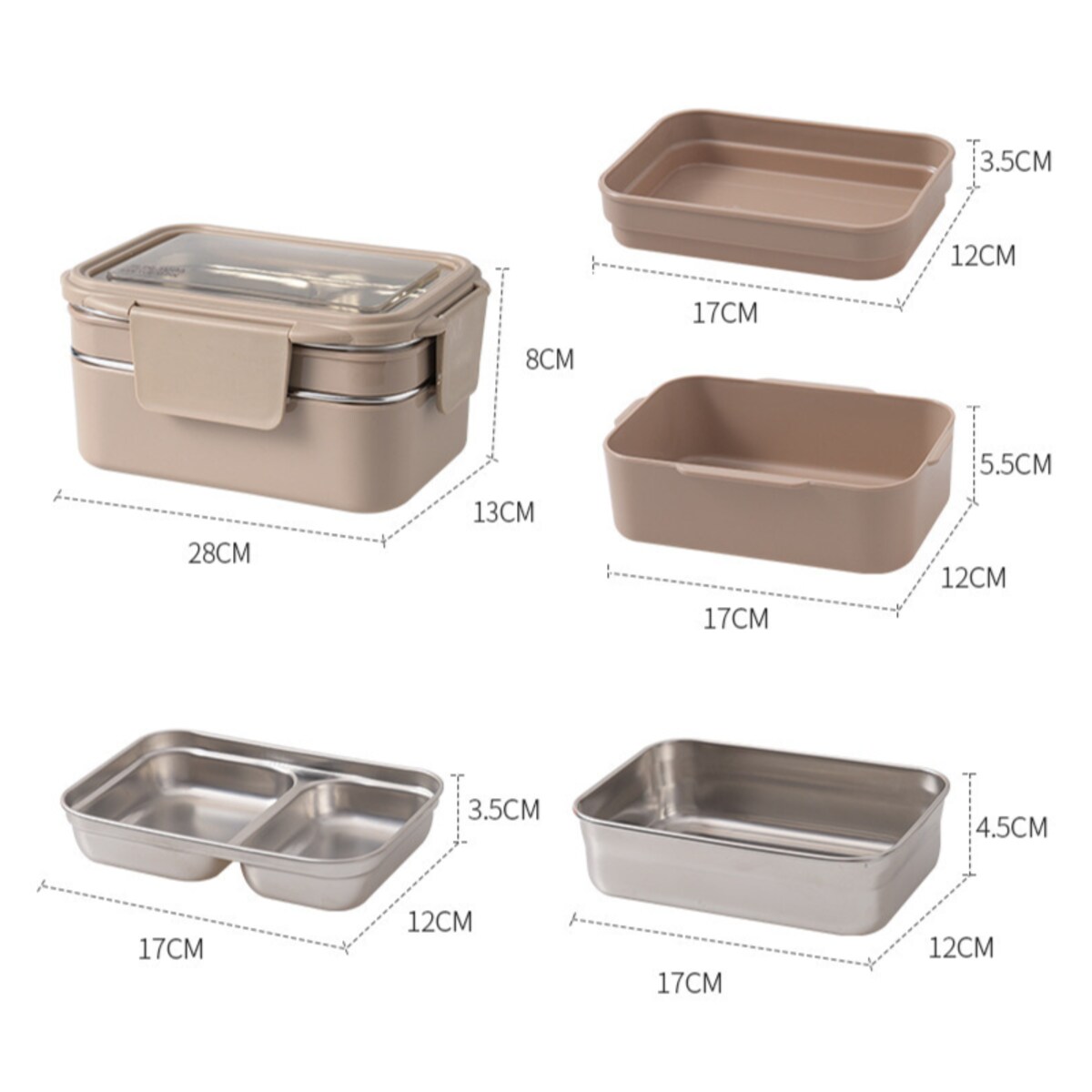Śniadaniówka LUNCH BOX z widelcem, stal nierdzewna, 2 poziomy, zielony PJM50ZIE