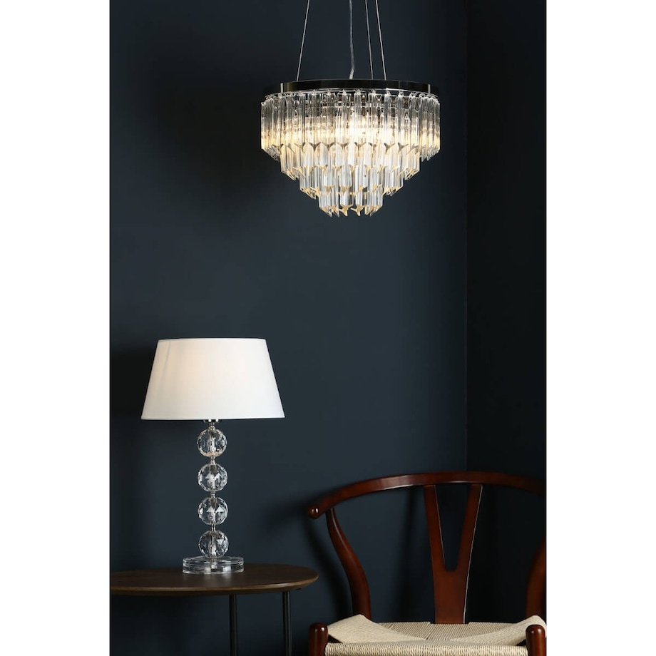 Żyrandol salonowy glamour Fame FAM0538 Dar Lighting metal szkło przezroczysty chrom