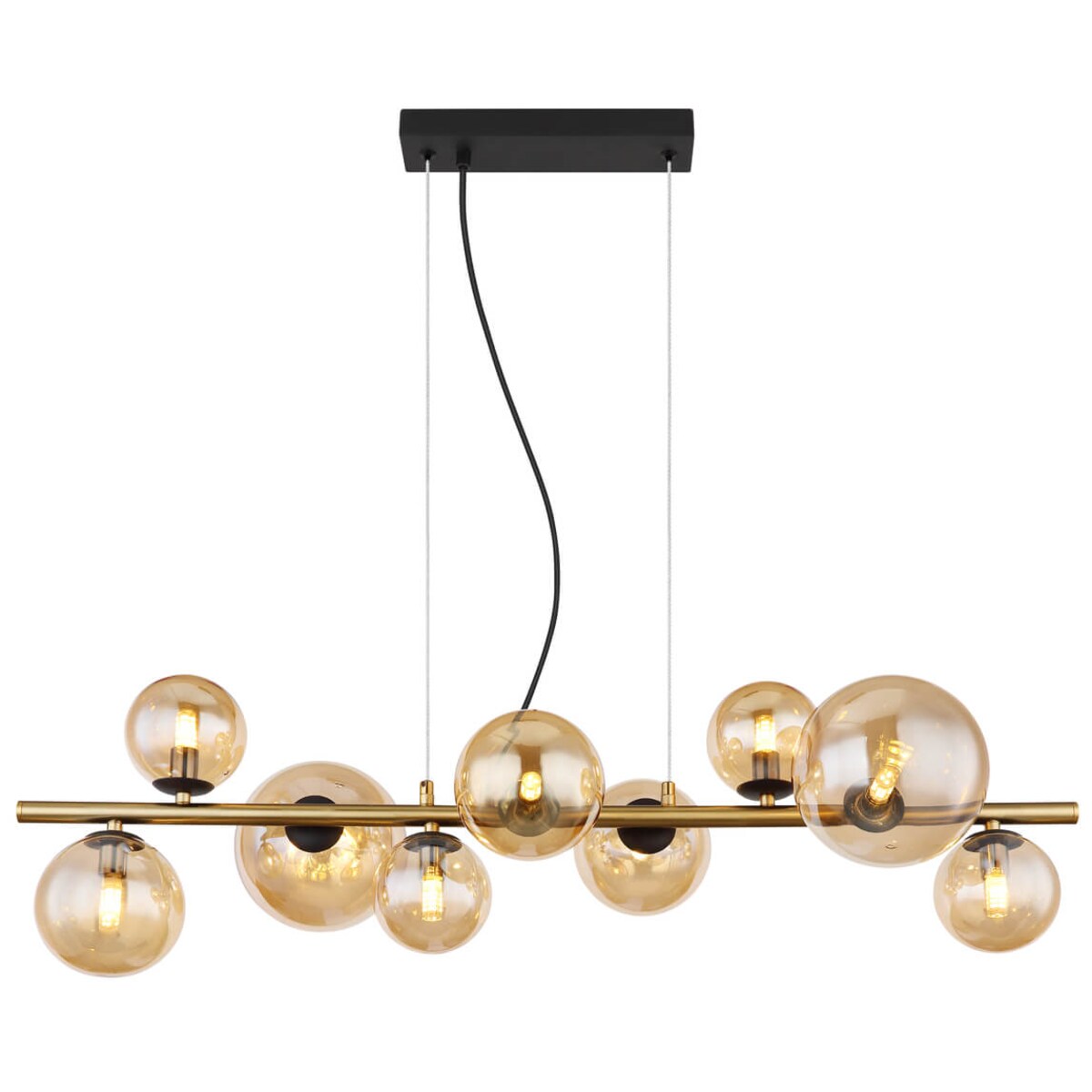 Wisząca lampa Riha 56135-9H bańki czarne bursztynowe