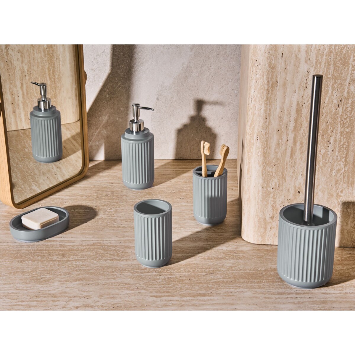 Zestaw akcesoriów łazienkowych 5 elementów HUARMEY Jasnoszary